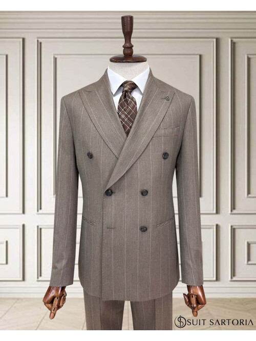 SUIT SARTORIA KRUVAZE ÇİZGİLİ KAHVERENGİ TAKIM ELBİSE 252098