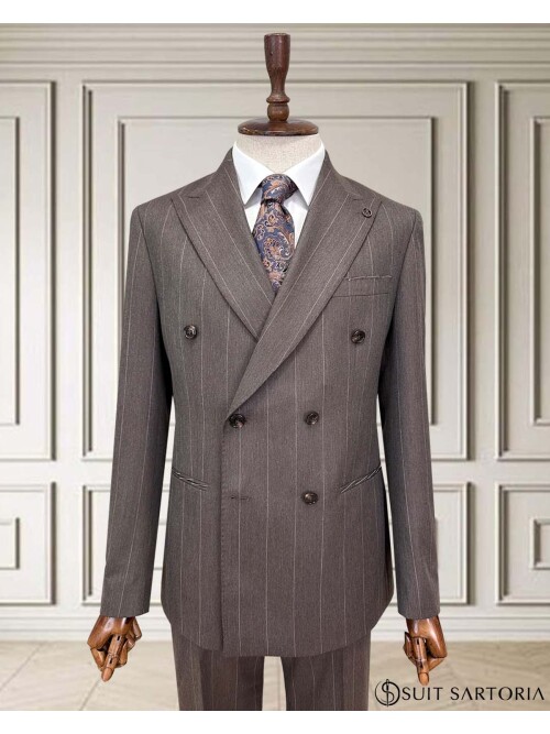 SUIT SARTORIA KRUVAZE ÇİZGİLİ KAHVERENGİ TAKIM ELBİSE 252098