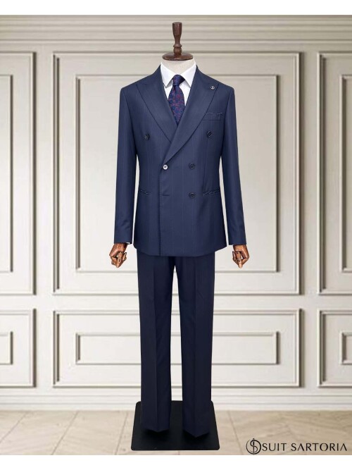 SUIT SARTORIA KRUVAZE ÇİZGİLİ LACİVERT TAKIM ELBİSE 252098
