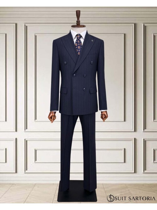SUIT SARTORIA KRUVAZE ÇİZGİLİ MAVİ TAKIM 2002/48