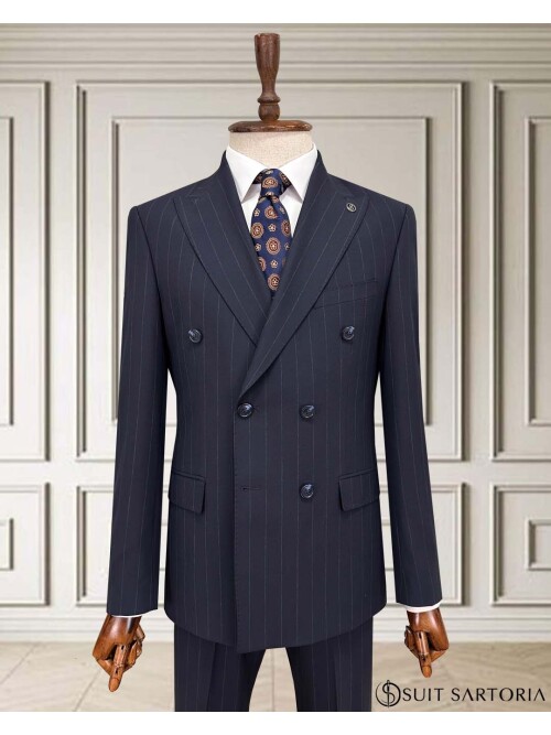 SUIT SARTORIA KRUVAZE ÇİZGİLİ MAVİ TAKIM 2002/48