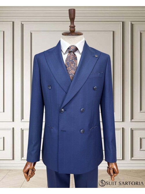 SUIT SARTORIA KRUVAZE ÇİZGİLİ MAVİ TAKIM ELBİSE 252098