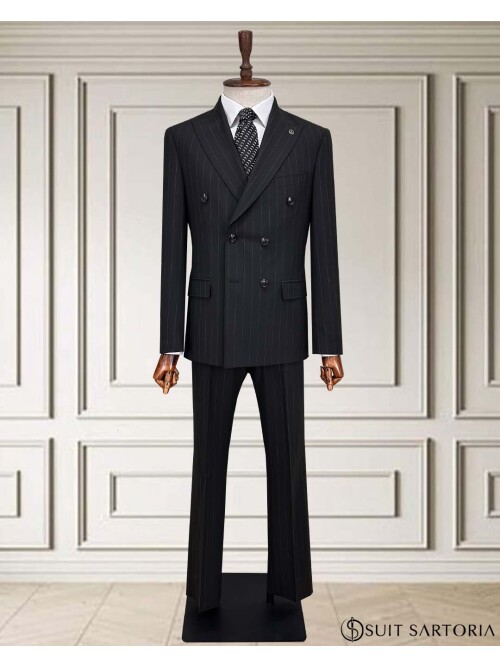 SUIT SARTORIA KRUVAZE ÇİZGİLİ SİYAH TAKIM 2002/48