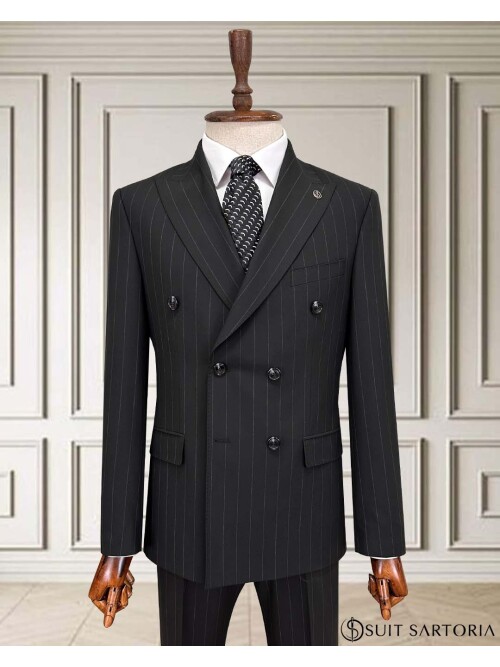 SUIT SARTORIA KRUVAZE ÇİZGİLİ SİYAH TAKIM 2002/48