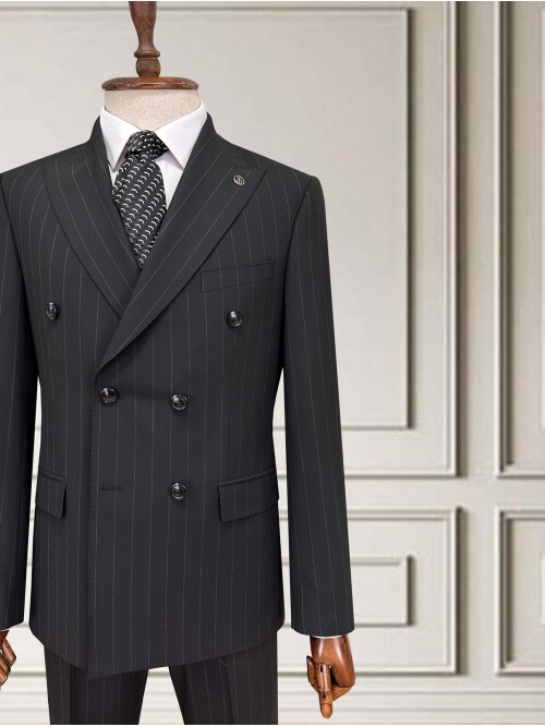 SUIT SARTORIA KRUVAZE ÇİZGİLİ SİYAH TAKIM 2002/48