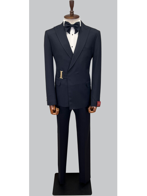 SUIT SARTORIA LACİVERT SİVRİ YAKA DAMATLIK 5585