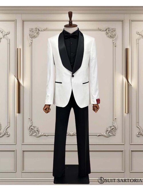 SUIT SARTORIA ŞAL YAKA BEYAZ DAMATLIK 5718