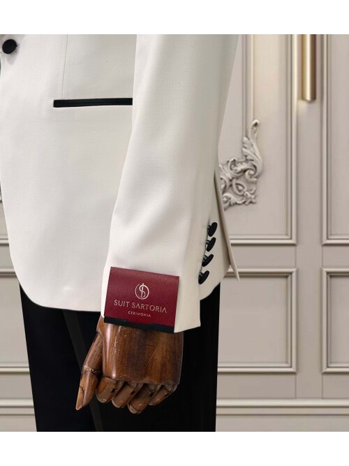 SUIT SARTORIA ŞAL YAKA BEYAZ DAMATLIK 5718