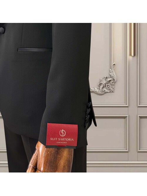 SUIT SARTORIA ŞAL YAKA SİYAH DAMATLIK 5718