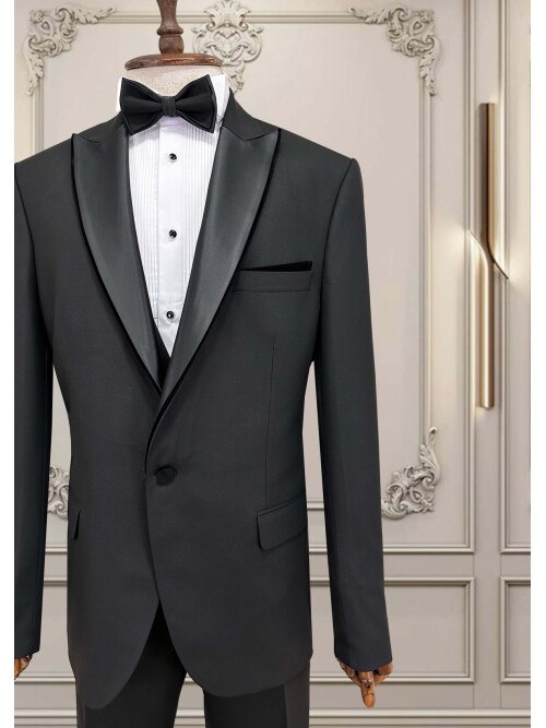SUIT SARTORIA SİYAH BÜYÜK BEDEN ÇIKMA YAKA DAMATLIK 5539
