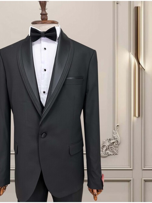 SUIT SARTORIA SİYAH BÜYÜK BEDEN ÇIKMA YAKA DAMATLIK 5539