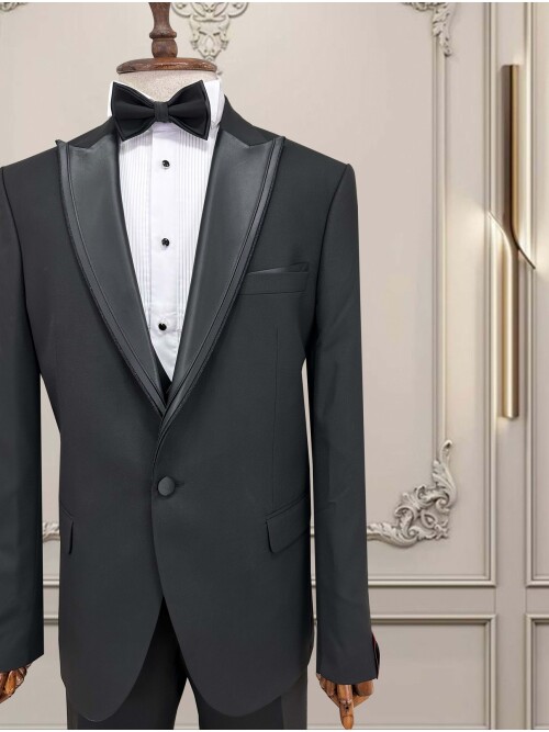 SUIT SARTORIA SİYAH BÜYÜK BEDEN ÇIKMA YAKA DAMATLIK 5539
