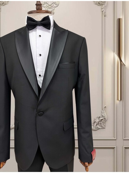 SUIT SARTORIA SİYAH BÜYÜK BEDEN ÇIKMA YAKA DAMATLIK 5539