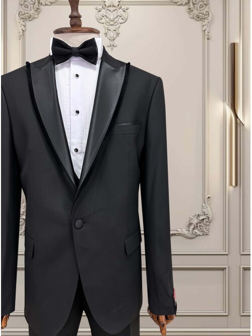 SUIT SARTORIA SİYAH BÜYÜK BEDEN ÇIKMA YAKA DAMATLIK 5539