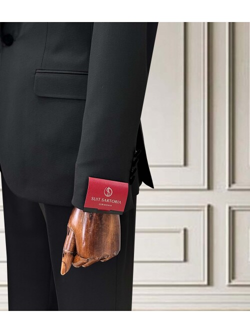 SUIT SARTORIA SİYAH ÇIKMA ŞAL YAKA DAMATLIK 5062