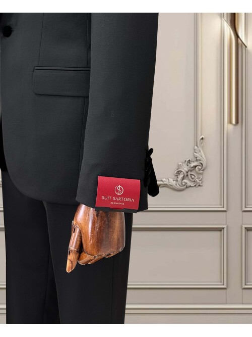 SUIT SARTORIA SİYAH ÇIKMA ŞAL YAKA DAMATLIK 5062