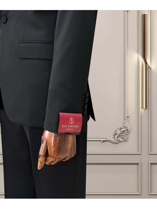 SUIT SARTORIA SİYAH ÇIKMA ŞAL YAKA DAMATLIK 5062