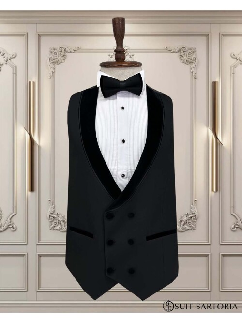 SUIT SARTORIA SİYAH ÇIKMA SİVRİ YAKA DAMATLIK 5062