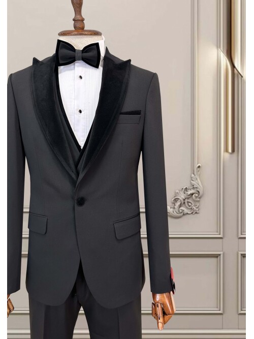 SUIT SARTORIA SİYAH ÇIKMA YAKA DAMATLIK 5079