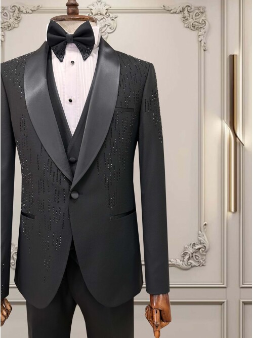 SUIT SARTORIA SİYAH ŞAL YAKA DAMATLIK 5529
