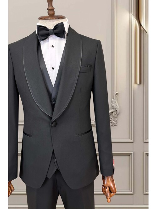 SUIT SARTORIA SİYAH ŞAL YAKA DAMATLIK 5645