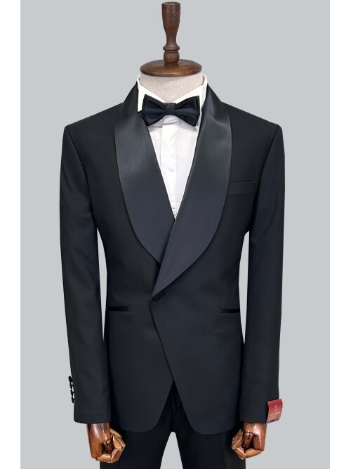 SUIT SARTORIA SİYAH ŞAL YAKA DAMATLIK 5703