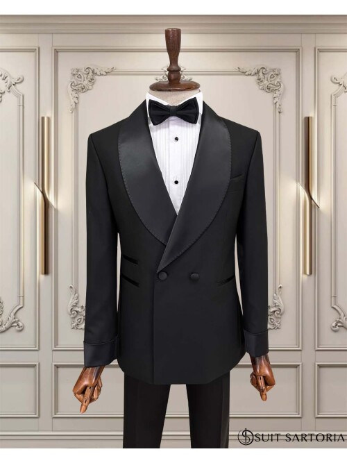 SUIT SARTORIA SİYAH ŞAL YAKA DAMATLIK 5716