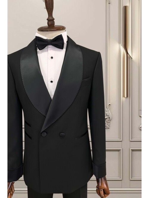 SUIT SARTORIA SİYAH ŞAL YAKA DAMATLIK 5716