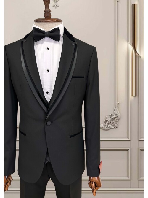 SUIT SARTORIA SİYAH ŞAL YAKA DAMATLIK 5726