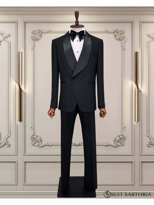 SUIT SARTORIA SİYAH ŞAL YAKA DAMATLIK 5732