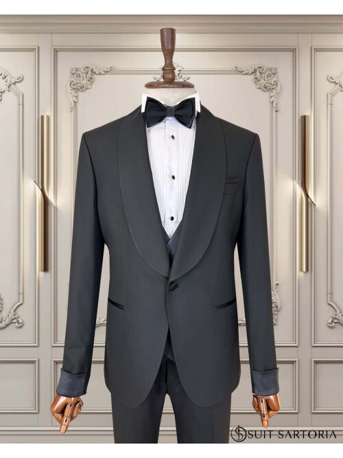 SUIT SARTORIA SİYAH ŞAL YAKA DAMATLIK 5740