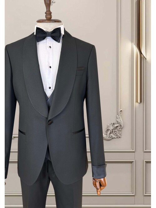 SUIT SARTORIA SİYAH ŞAL YAKA DAMATLIK 5740