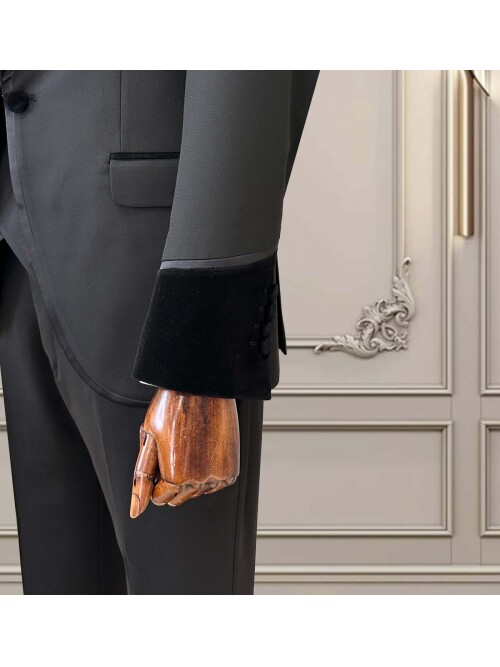 SUIT SARTORIA SİYAH ŞAL YAKA DAMATLIK 5752