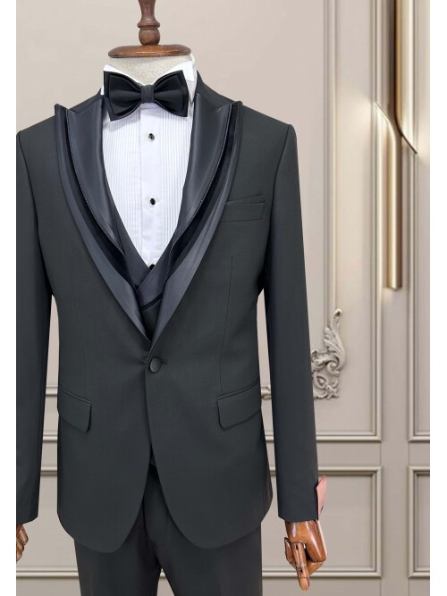 SUIT SARTORIA SİYAH SİVRİ ÇIKMA YAKA DAMATLIK 5062