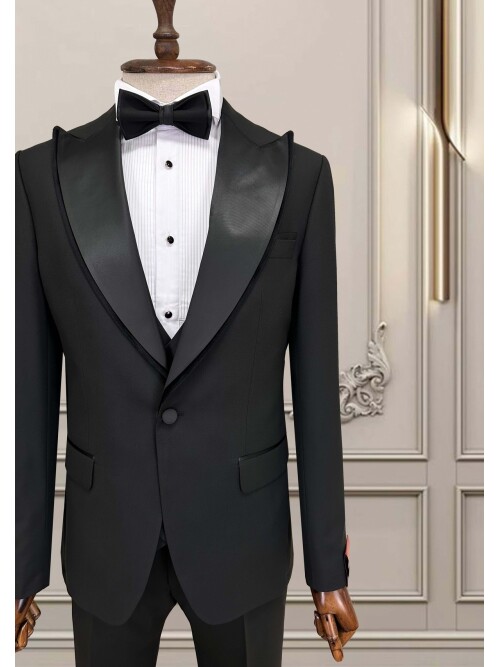 SUIT SARTORIA SİYAH SİVRİ YAKA DAMATLIK 5731