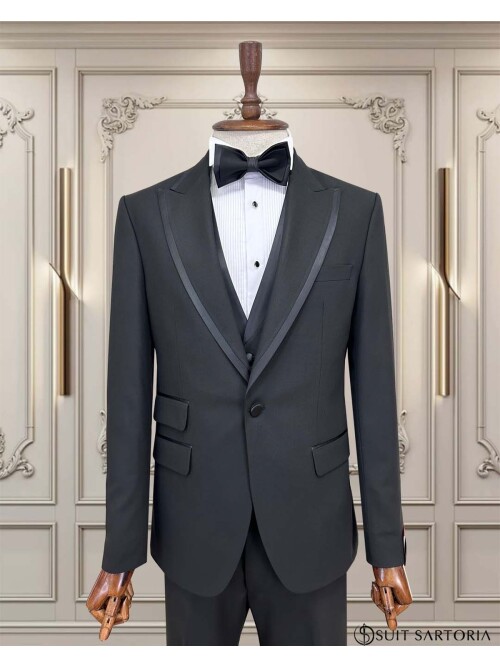 SUIT SARTORIA SİYAH SİVRİ YAKA DAMATLIK 5735