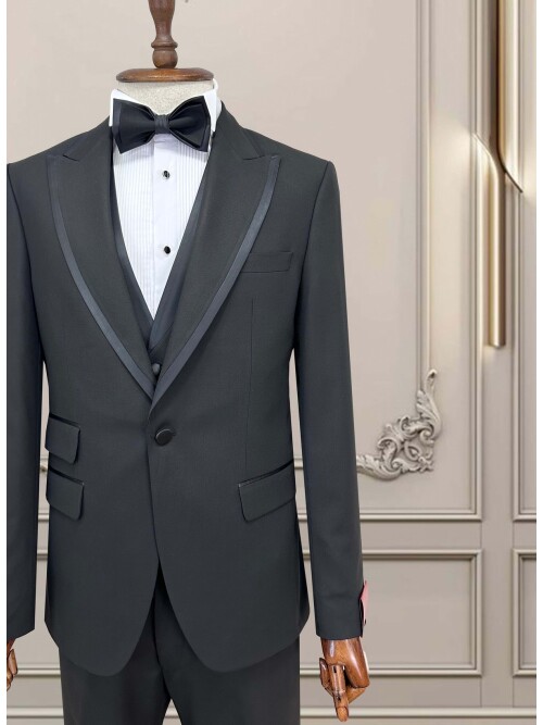 SUIT SARTORIA SİYAH SİVRİ YAKA DAMATLIK 5735