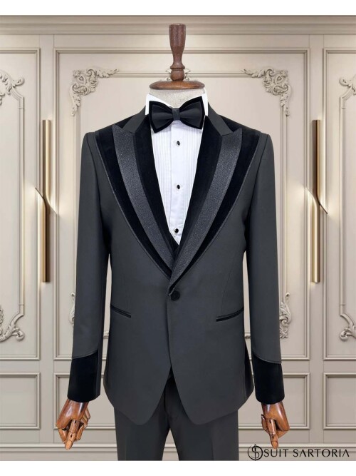 SUIT SARTORIA SİYAH SİVRİ YAKA DAMATLIK 5739