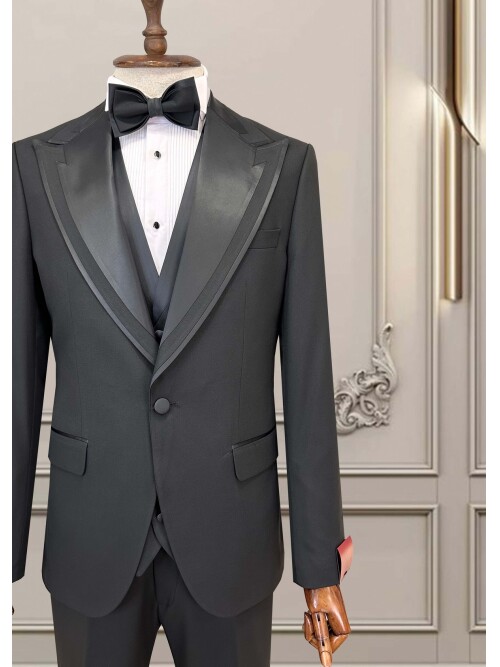 SUIT SARTORIA SİYAH SİVRİ YAKA DAMATLIK 5741