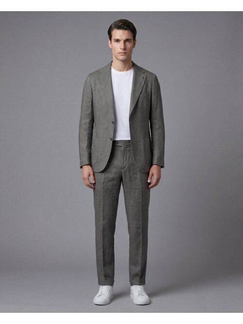 Yeşil Mono Yaka Comfort Fit Torba Cepli Takım Elbise