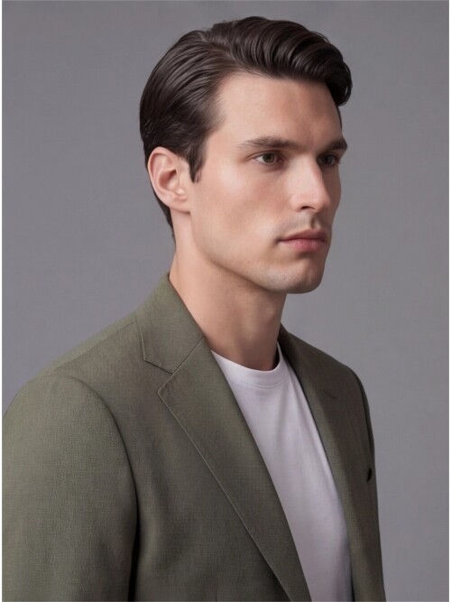 Yeşil Mono Yaka İki Düğmeli Takım Elbise