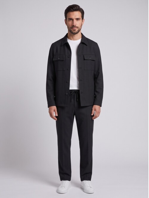 Black Safari Jacket & Trousers Mens Set