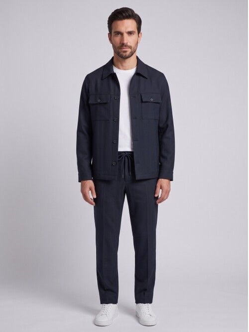 Navy Safari Jacket & Trousers Mens Set