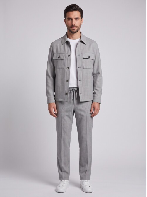 Light Grey Safari Jacket & Trousers Mens Set