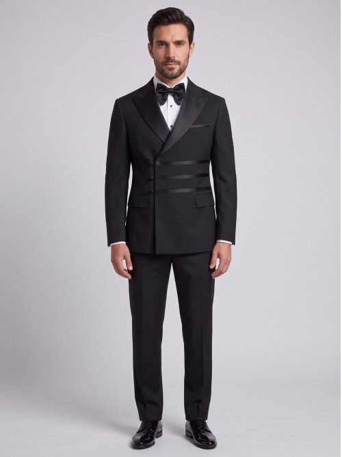 Black Mens Double-Breasted Tuxedo