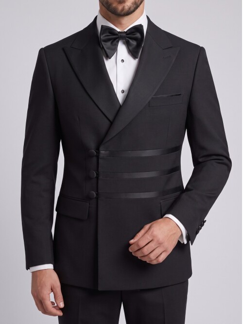 Black Mens Double-Breasted Tuxedo