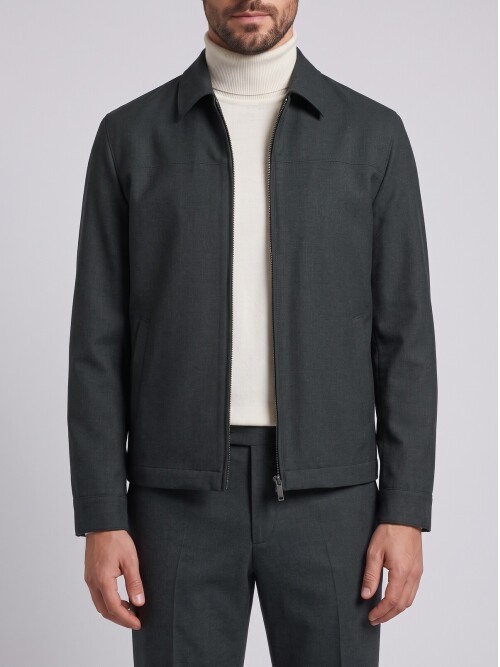 Black Zip-Up Jacket & Trousers Mens Set