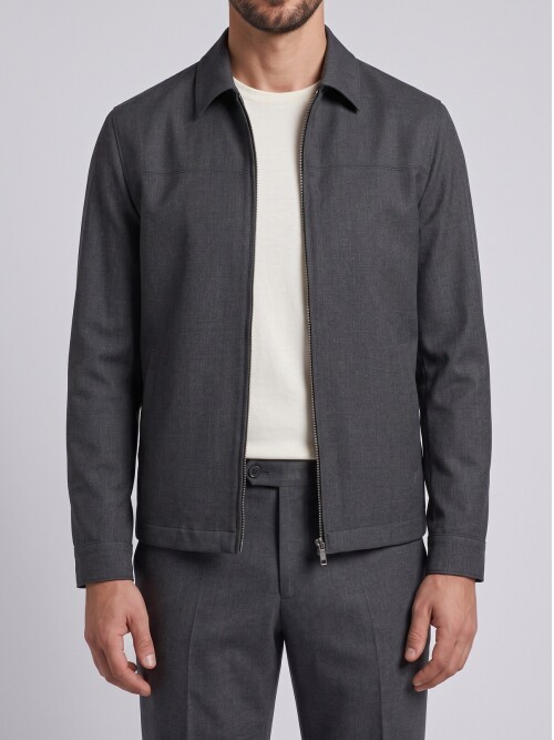 Charcoal Grey Zip-Up Jacket & Trousers Mens Set
