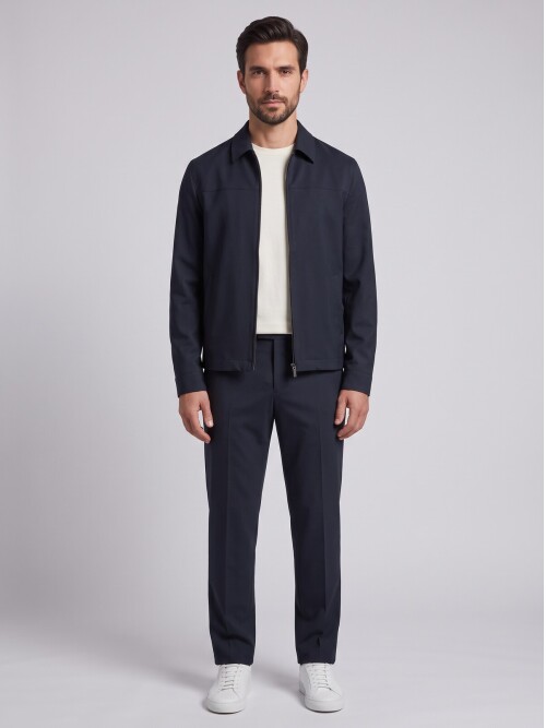 Black Zip-Up Smart Casual Mens Set