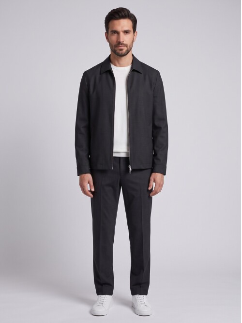 Black Zip-Up Men’s Casual Set